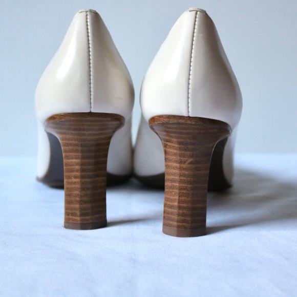ANNE KLEIN iFlex Cream Leather Heels Square Toe Stacked Heel Women's Size 6 - Picture 5 of 11
